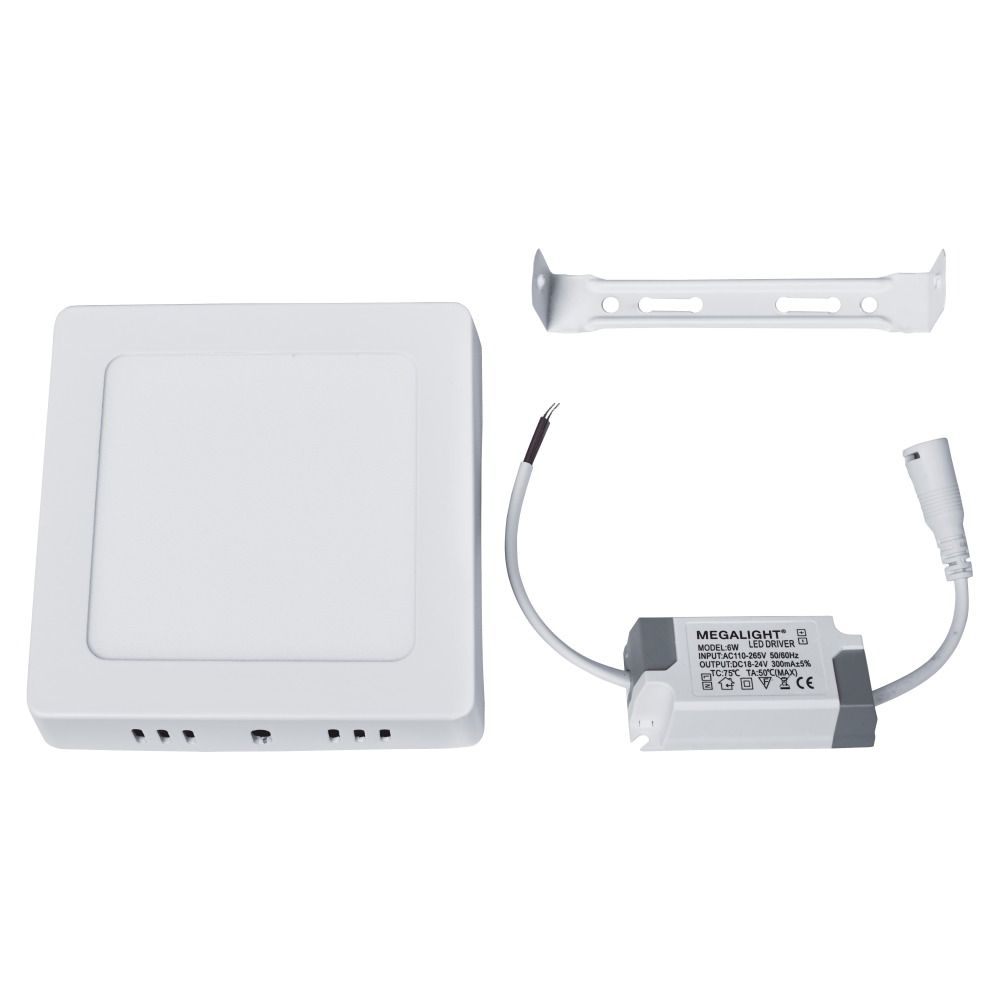 Світлодіодний накладний квадратний світильник MEGALIGHT 6Вт 4000К (120х120мм) (SQUARE-O-6/840)